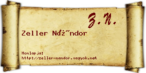 Zeller Nándor névjegykártya